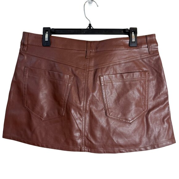 We The Free Free People Wynne Faux Leather Mini Skirt Women's 31 Brown Vegan NWT - Picture 4 of 11
